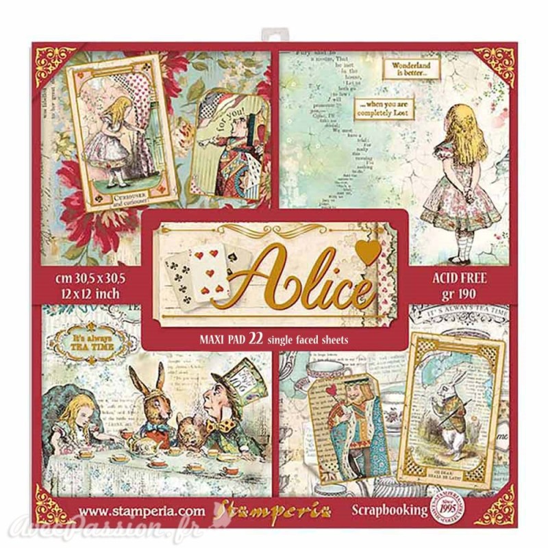 Papier scrapbooking Alice Stamperia 22f simple face 30x30 assortiment
