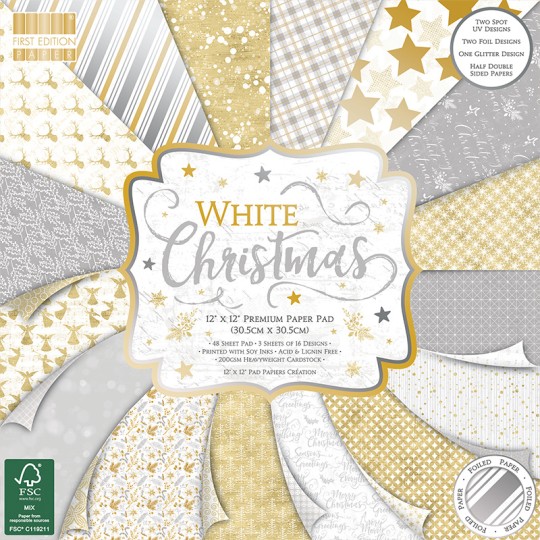 Papier scrapbooking assortiment white christmas bloc 48fe 30x30 Papier scrapbooking assortiment white christmas bloc 48fe 30x30