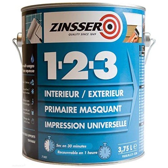 Primaire anti tanin anti odeur anti rouille int/ext 1l Zinsser Universel 1-2-3