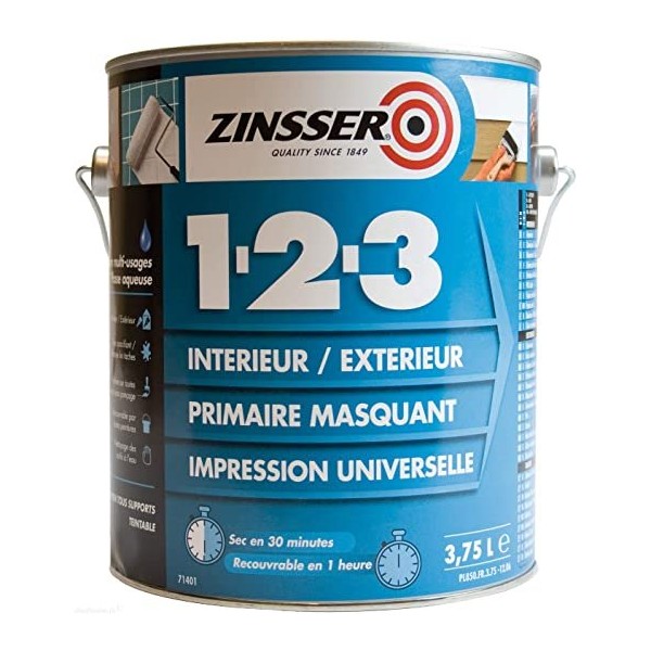 Primaire anti tanin anti odeur anti rouille int/ext 1l Zinsser Universel 1-2-3