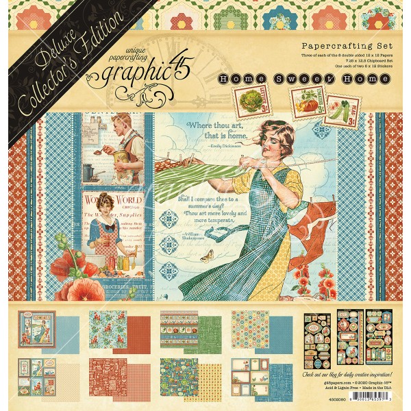 Papier scrapbooking assortiment Graphic 45 home sweet home Deluxe collection 30x30
