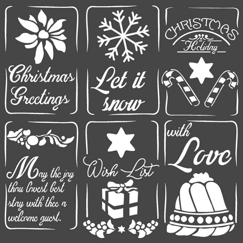 Pochoir décoratif Stamperia tags de noël 18x18cm