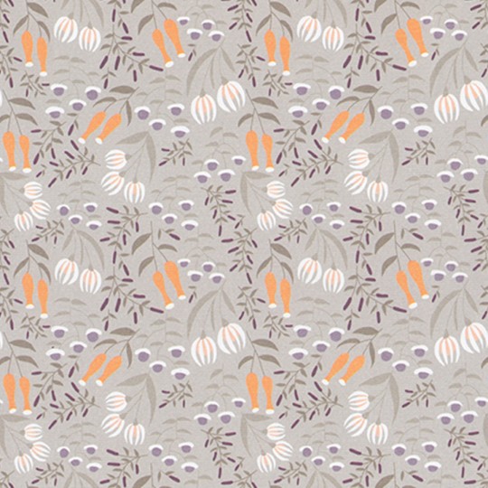 Papier italien motifs fleurs fond gris