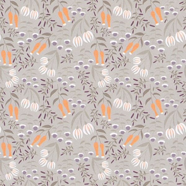 Papier italien motifs fleurs fond gris