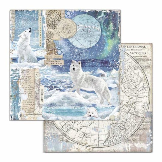 Papier scrapbooking loup Stamperia 30x30 réversible
