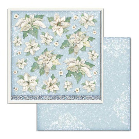 Feuille scrapbooking Stamperia poinsettia 30x30 réversible