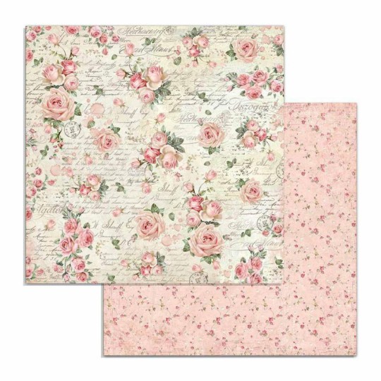 Papier scrapbooking réversible Stamperia doube face 30x30 roses Papier scrapbooking réversible Stamperia doube face 30x30 roses