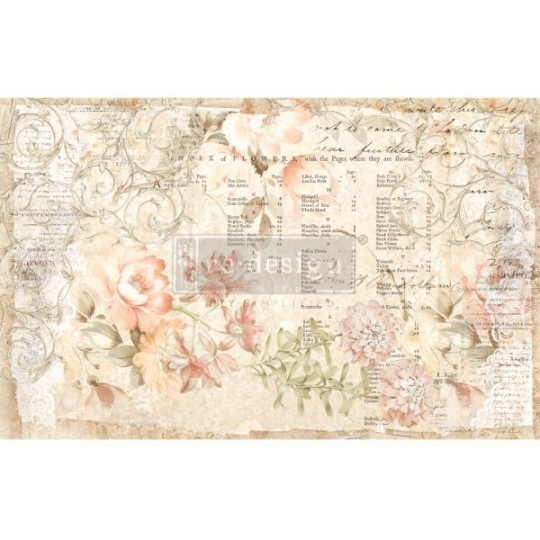 Papier de murier mulberry imprimé Redesign 48x76cm Floral Parchment