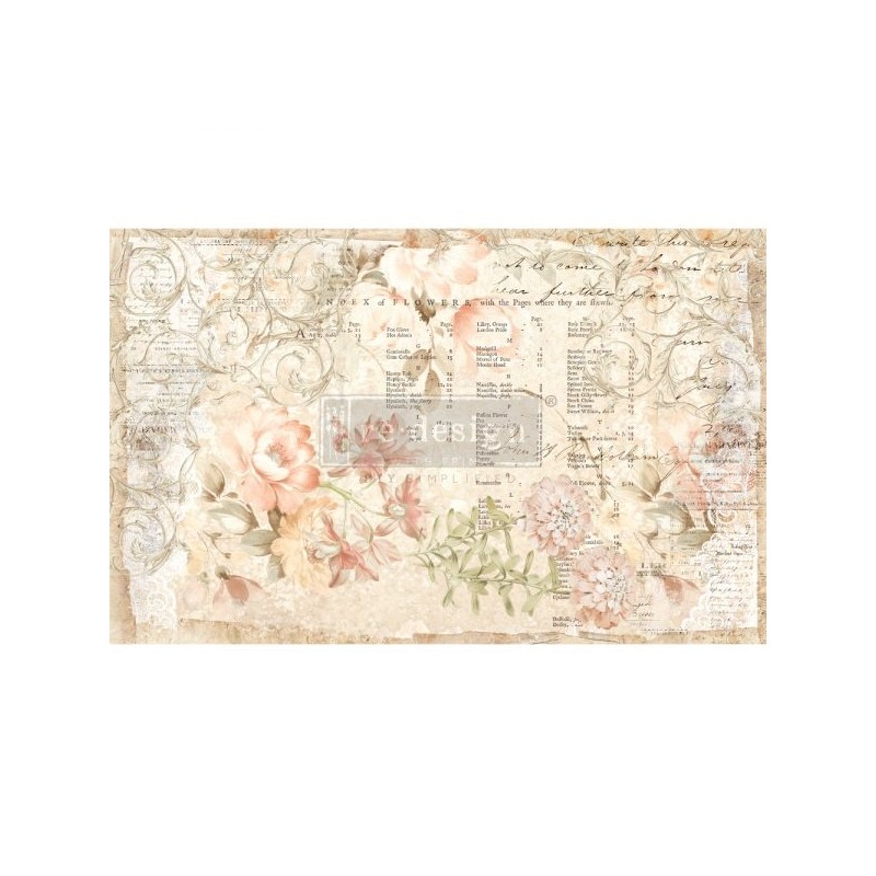 Papier de murier mulberry imprimé Redesign 48x76cm Floral Parchment
