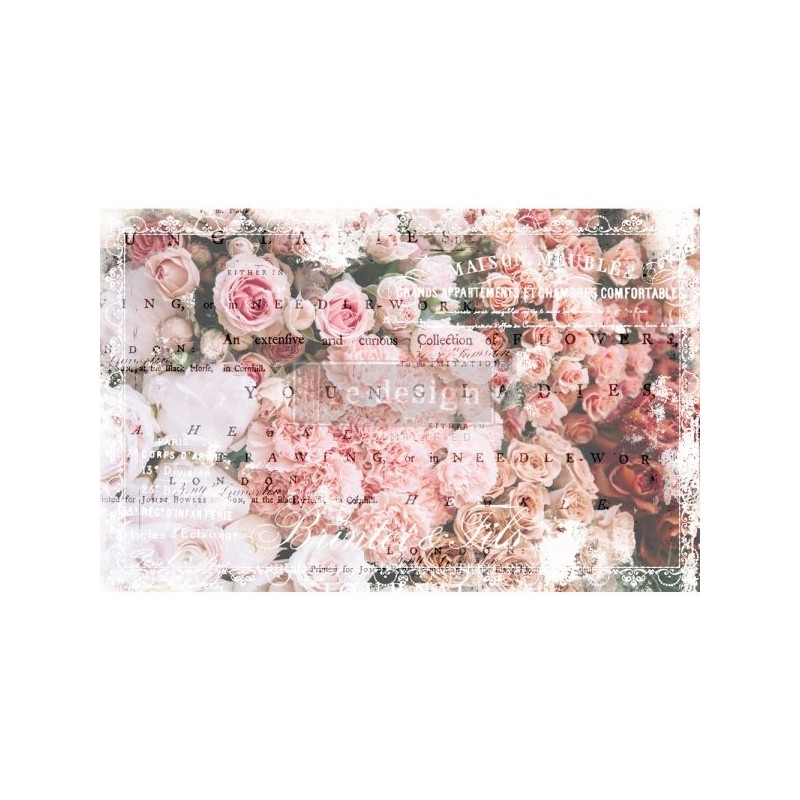 Papier de murier mulberry imprimé Redesign 48x76cm Angelic Rose Garden