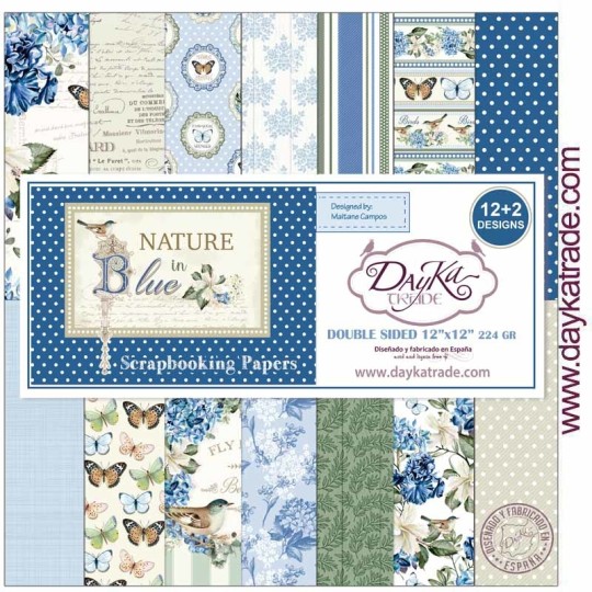 Papier scrapbooking assortiment naissance DayKa Trade Nature in Blue 30x30