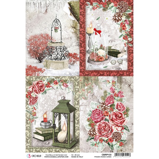 Papier de riz Ciao Bella 22x32cm Frozen Roses Cards 