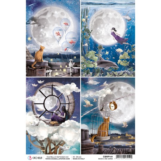 Papier de riz Ciao Bella 22x32cm Moon & Me Cards 