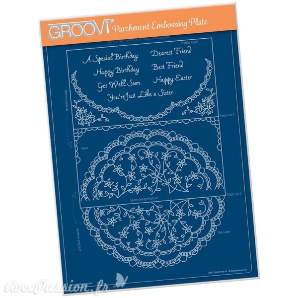 Groovi gabarit parchemin Flourish Lace cercle A4