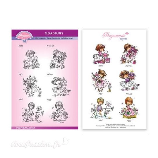 Tampons Pergamano Marina Fedotova clear stamps x6 Flower