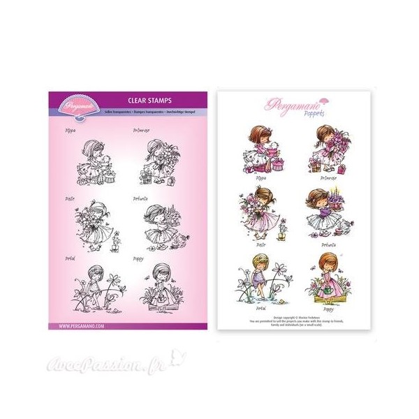 Tampons Pergamano Marina Fedotova clear stamps x6 Flower