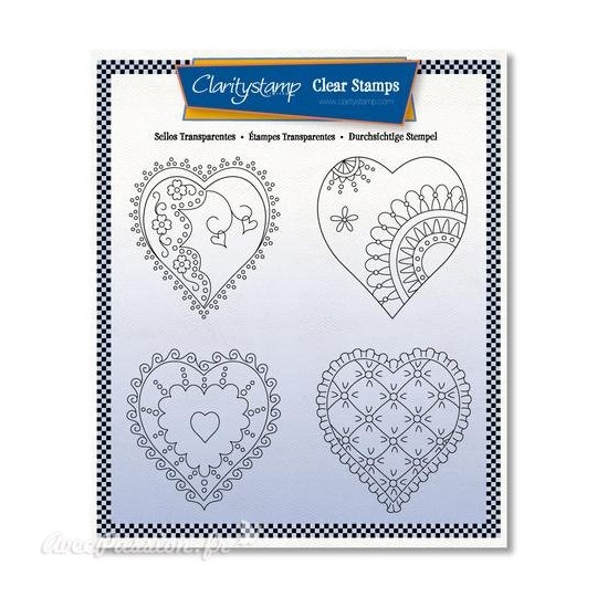 Tampons Claritystamp clear stamps x4 Linda Williams reine de coeur