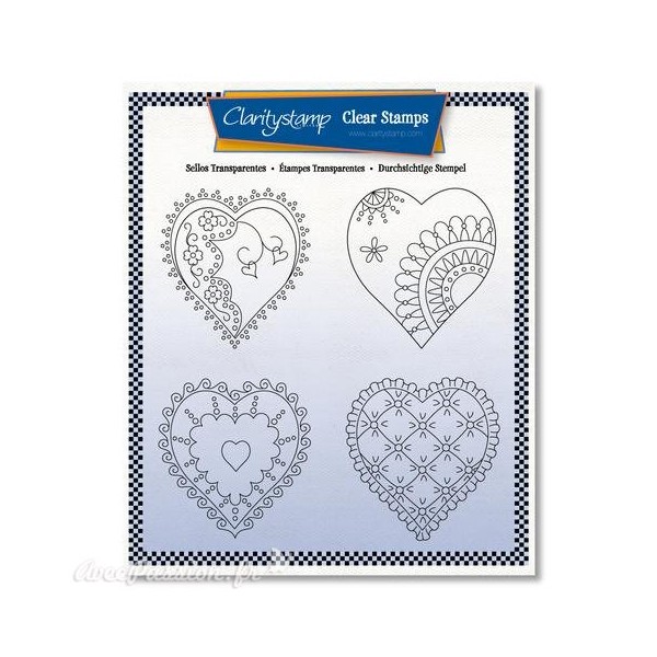 Tampons Claritystamp clear stamps x4 Linda Williams reine de coeur