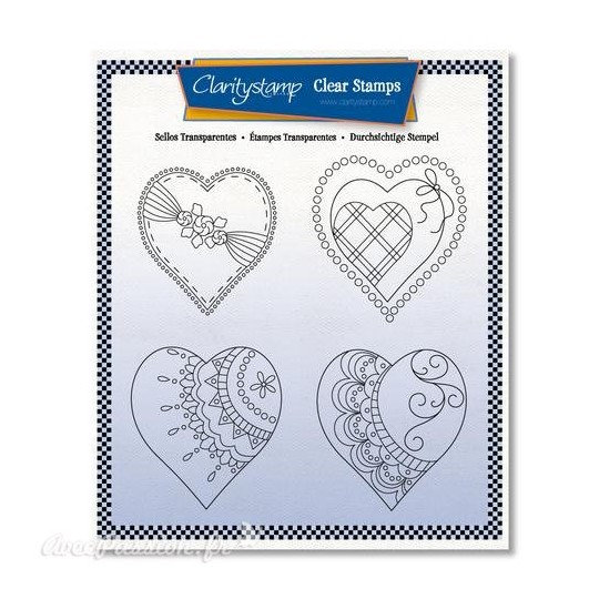 Tampons Claritystamp clear stamps x4 Linda Williams roi de coeur