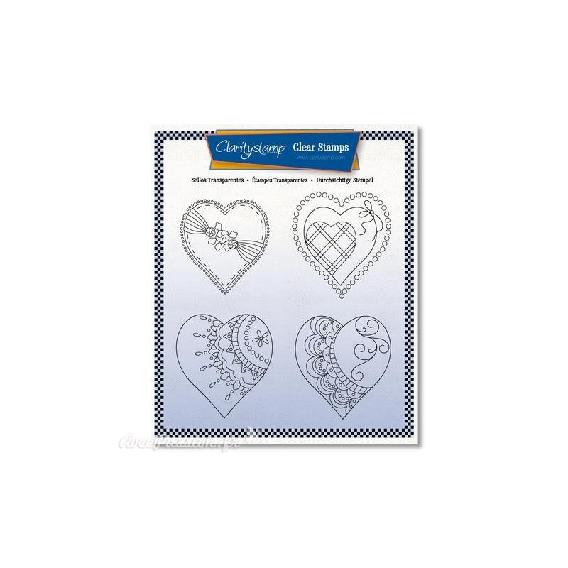 Tampons Claritystamp clear stamps x4 Linda Williams roi de coeur