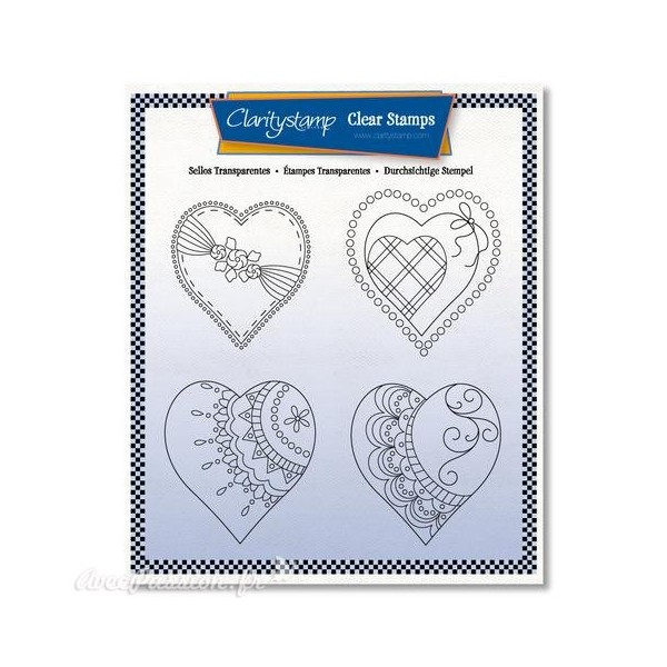 Tampons Claritystamp clear stamps x4 Linda Williams roi de coeur