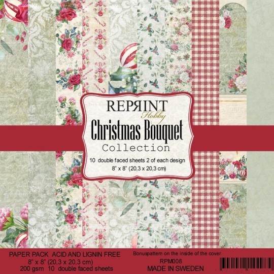 Papier scrapbooking assortiment Reprint Hobby Christmas Bouquet recto verso 20x20 10fe