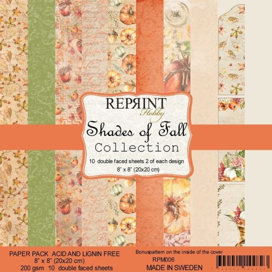 Papier scrapbooking assortiment Reprint Hobby Shades of Fall recto verso 20x20 10fe