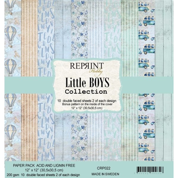 Papier scrapbooking assortiment Reprint Hobby Little Boys recto verso 30x30 10fe