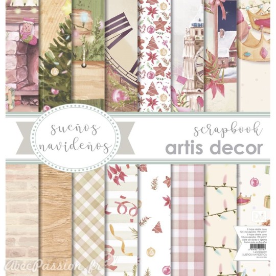 Papier scrapbooking assortiment Artis Décor Suenos Navidenos 8fe 30x30