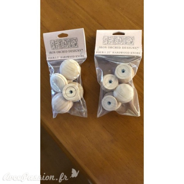 Boutons de meubles en bois 3,8 cm (4 boutons) grand