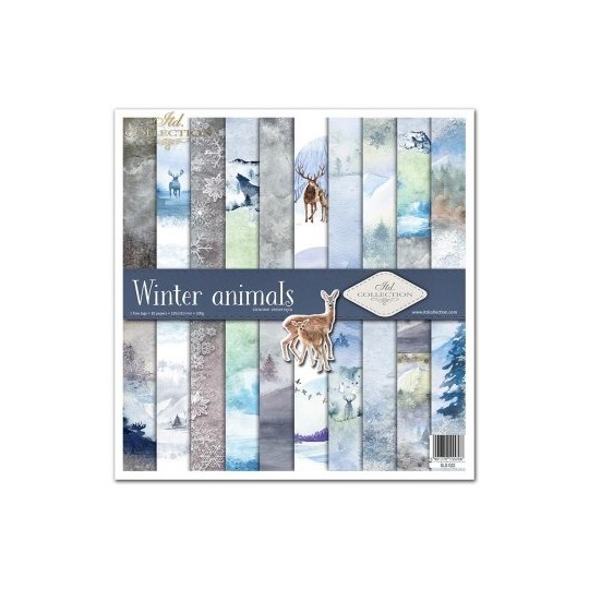 Papier scrapbooking Winter animals assortiment 1 tag + 10 feuilles 30x30