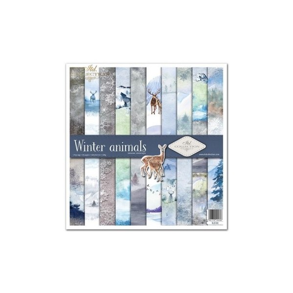Papier scrapbooking Winter animals assortiment 1 tag + 10 feuilles 30x30