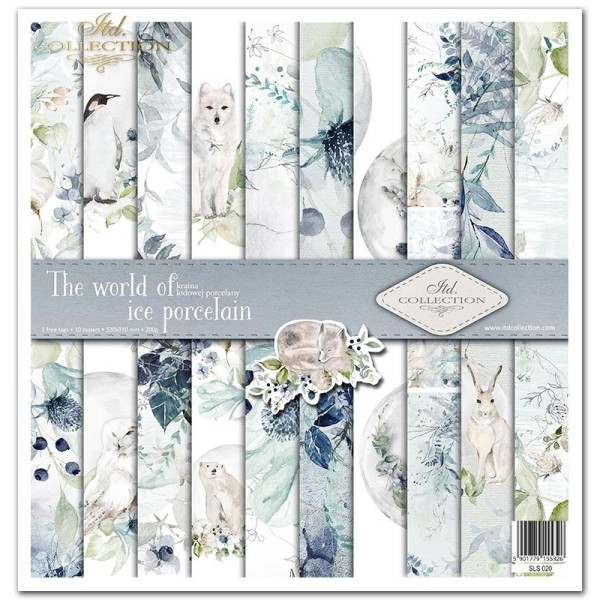 Papier scrapbooking The world of ice porcelain assortiment 1 tag + 10 feuilles 30x30
