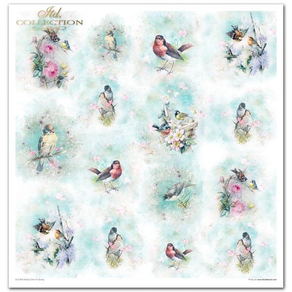Papier scrapbooking Shabby Chic for Spring assortiment 1 tag + 10 feuilles 30x30