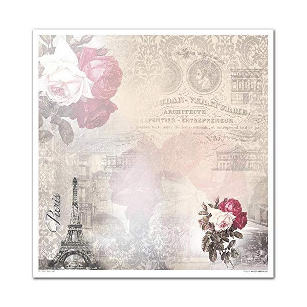 Papier scrapbooking French Chic assortiment 1 tag + 10 feuilles 30x30
