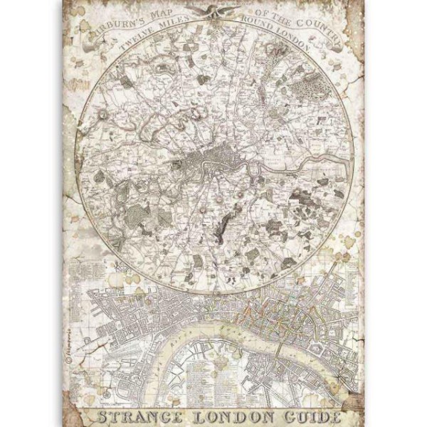 Papier de riz Stamperia 21x29,7cm Lady Vagabond guide étrange de Londres