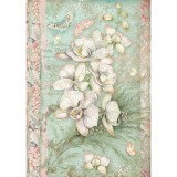 Papier de riz Stamperia 21x29,7cm Orchidée blanche