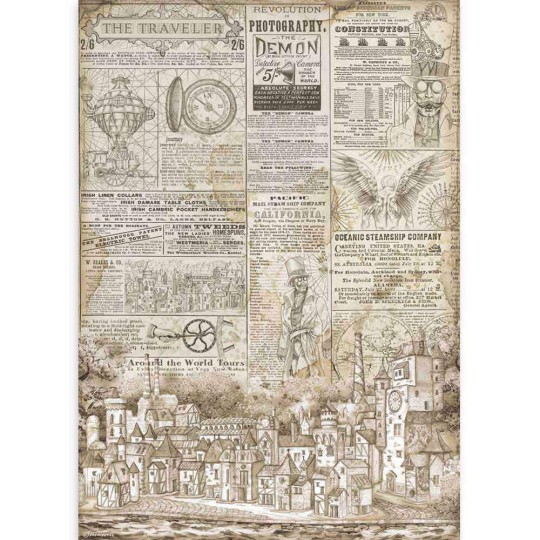 Papier de riz Stamperia 42x30cm Sir Vagabond Le voyageur