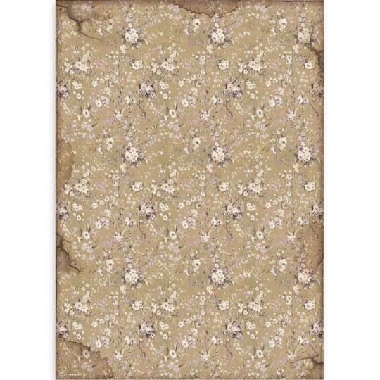 Papier de riz Stamperia 42x30cm Lady Vagabond fleurs blanches