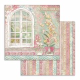 Papier scrapbooking assortiment Stamperia Orchidées et chats 10f recto verso 30x30