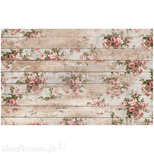Papier de murier mulberry imprimé Redesign 48x76cm Shabby Floral