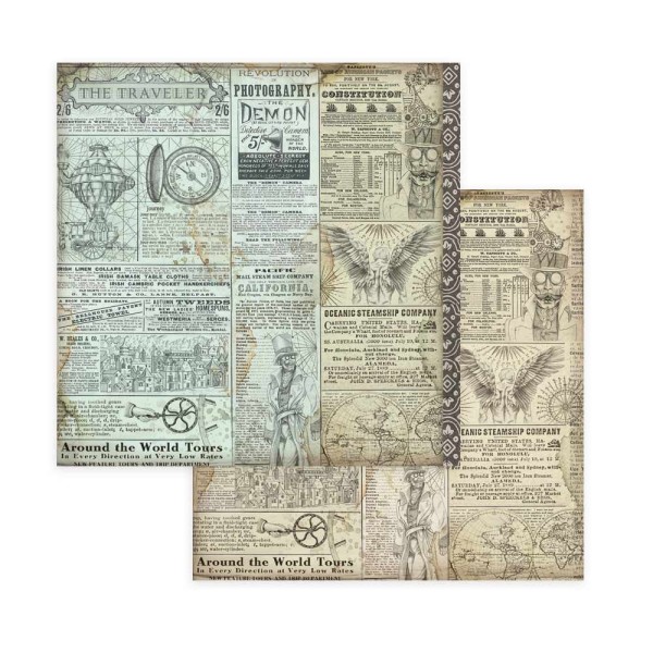 Papier scrapbooking assortiment Stamperia 10f recto verso 20x20 