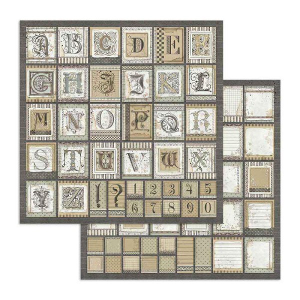 Feuille scrapbooking Stamperia Alphabet 30x30 réversible