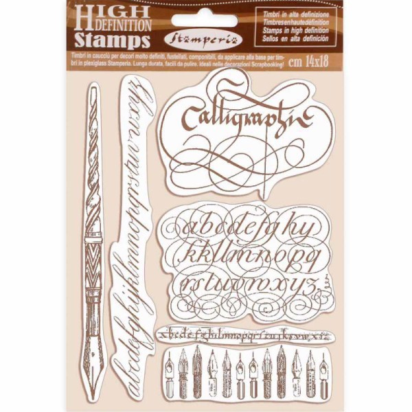 Tampon caoutchouc Stamperia Calligraphie 14x18