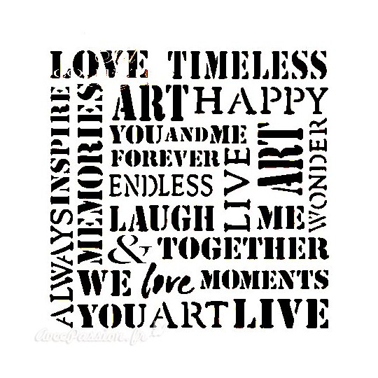 Pochoir plastique mots d'amour 16x16cm