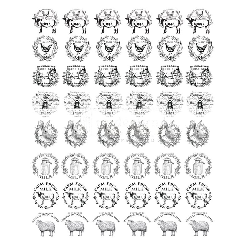 Transfert pelliculable Redesign Bouton Farm Sweet Farm 22.86x27.94cm