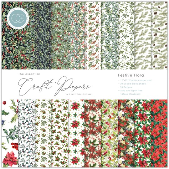 Papier scrapbooking assortiment Festive Flora 30fe 30x30