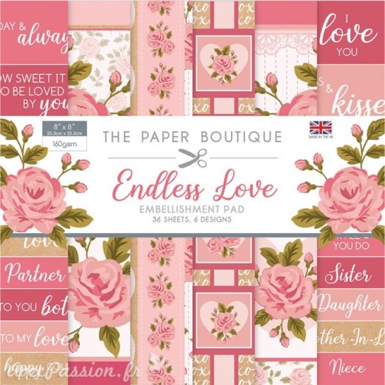 The Papier scrapbooking Paper Boutique Endless love embellishments pad