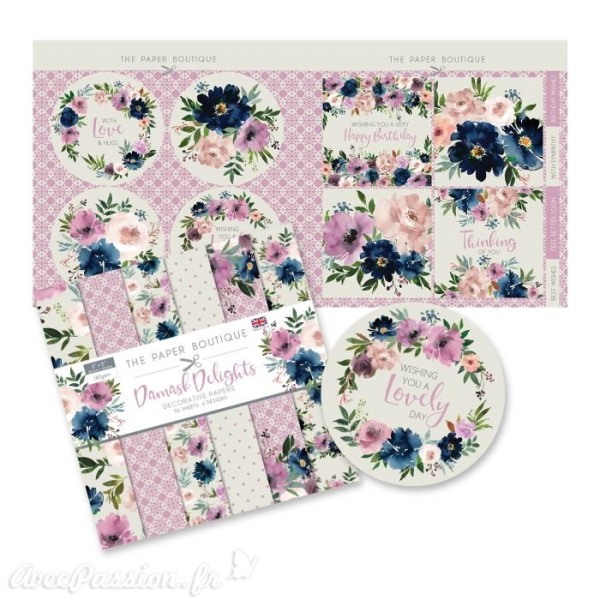 Papier scrapbooking Paper Boutique Damask delights paper kit