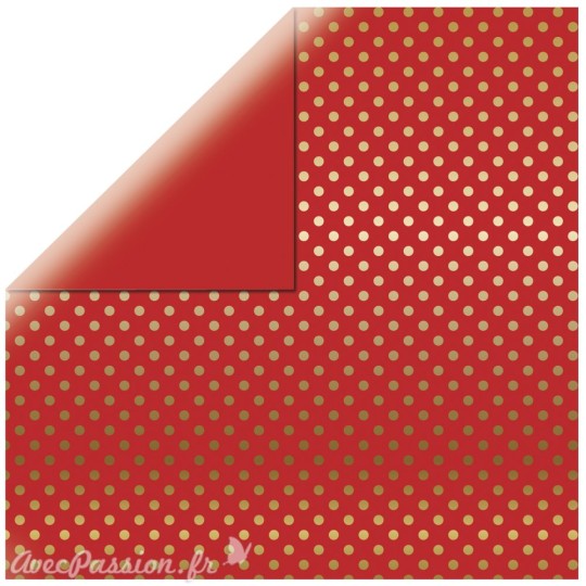 Papier scrapbooking echo park rouge points dorés 30x30